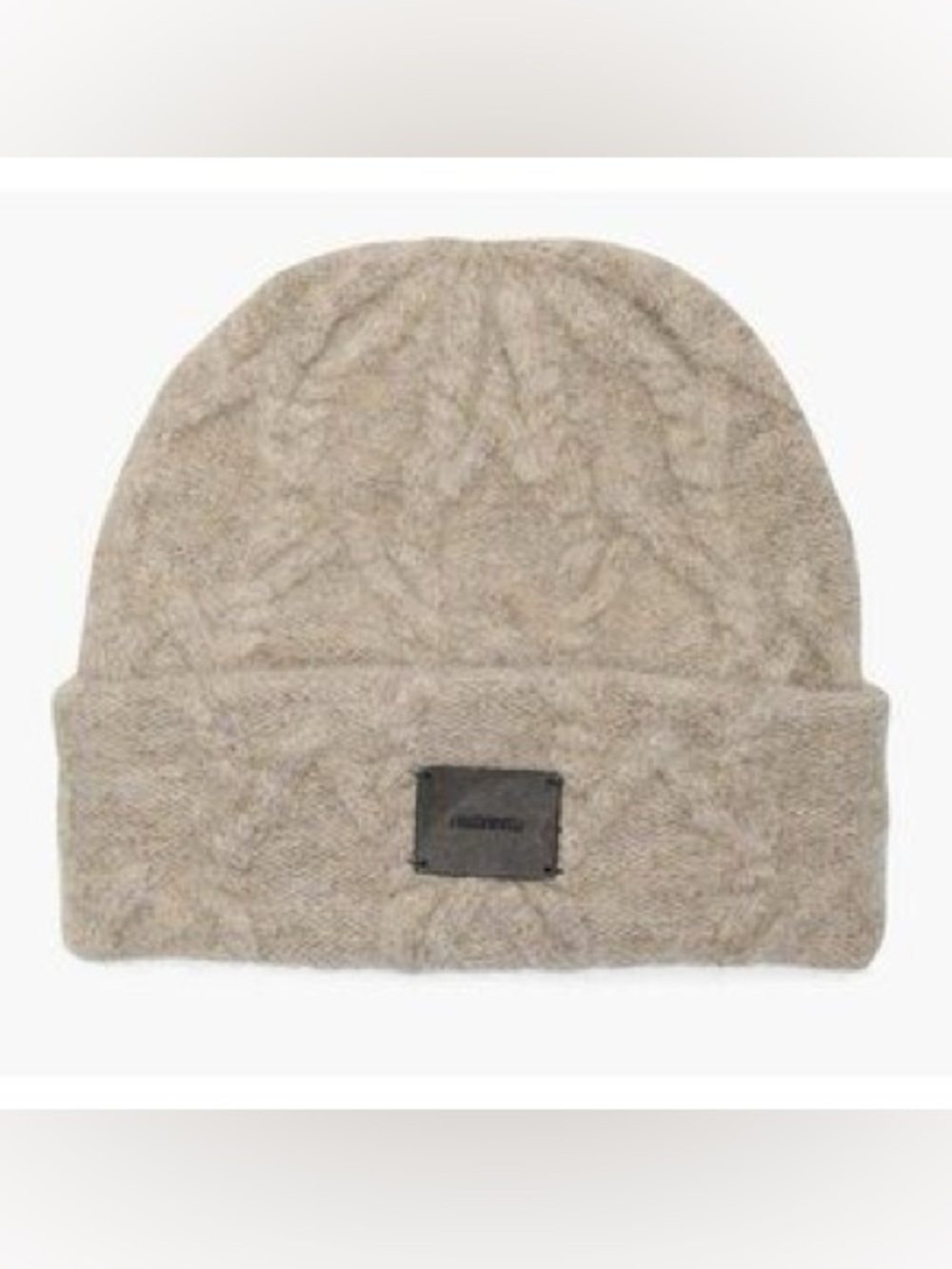 All Saints Beige Cable Knit Beanie